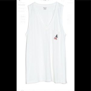 NWOT Madewell Cherry Embroidered Pocket VNeck Tank